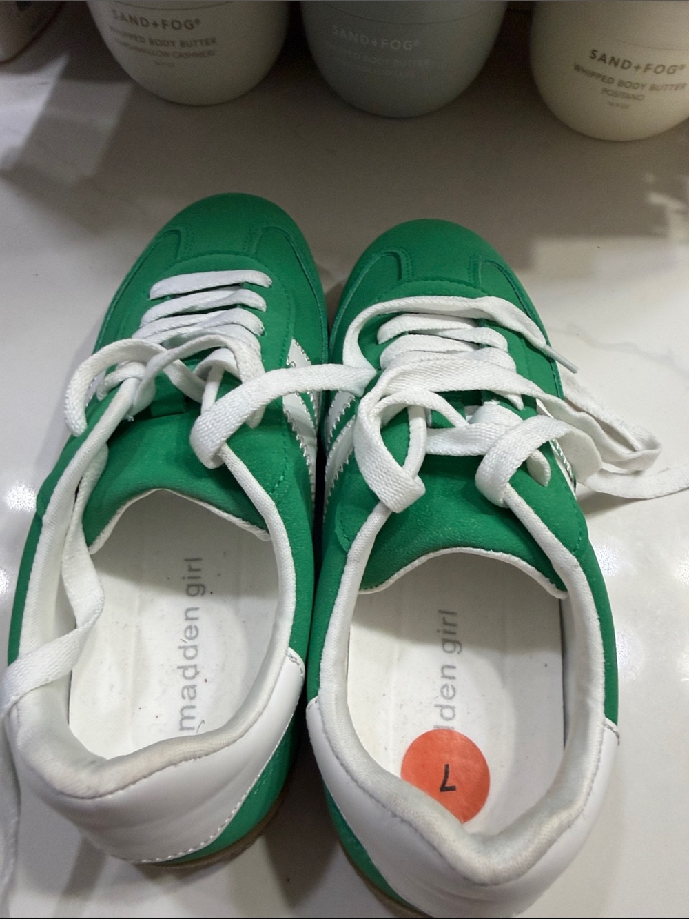 Brand new! Madden Girl Green and White Women Sneakers